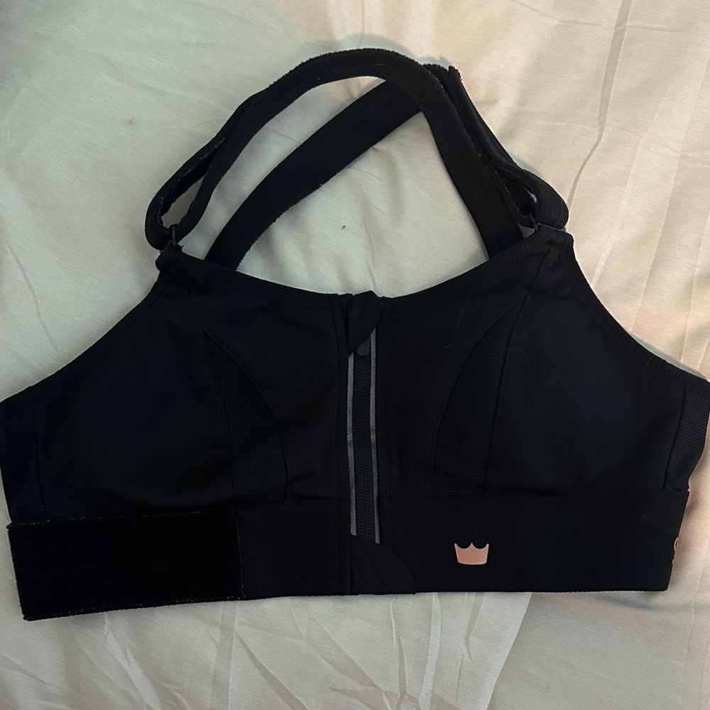 SHEFIT Black Sports Bra with Pink Accent